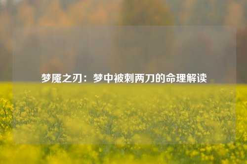梦魇之刃:梦中被刺两刀的命理解读